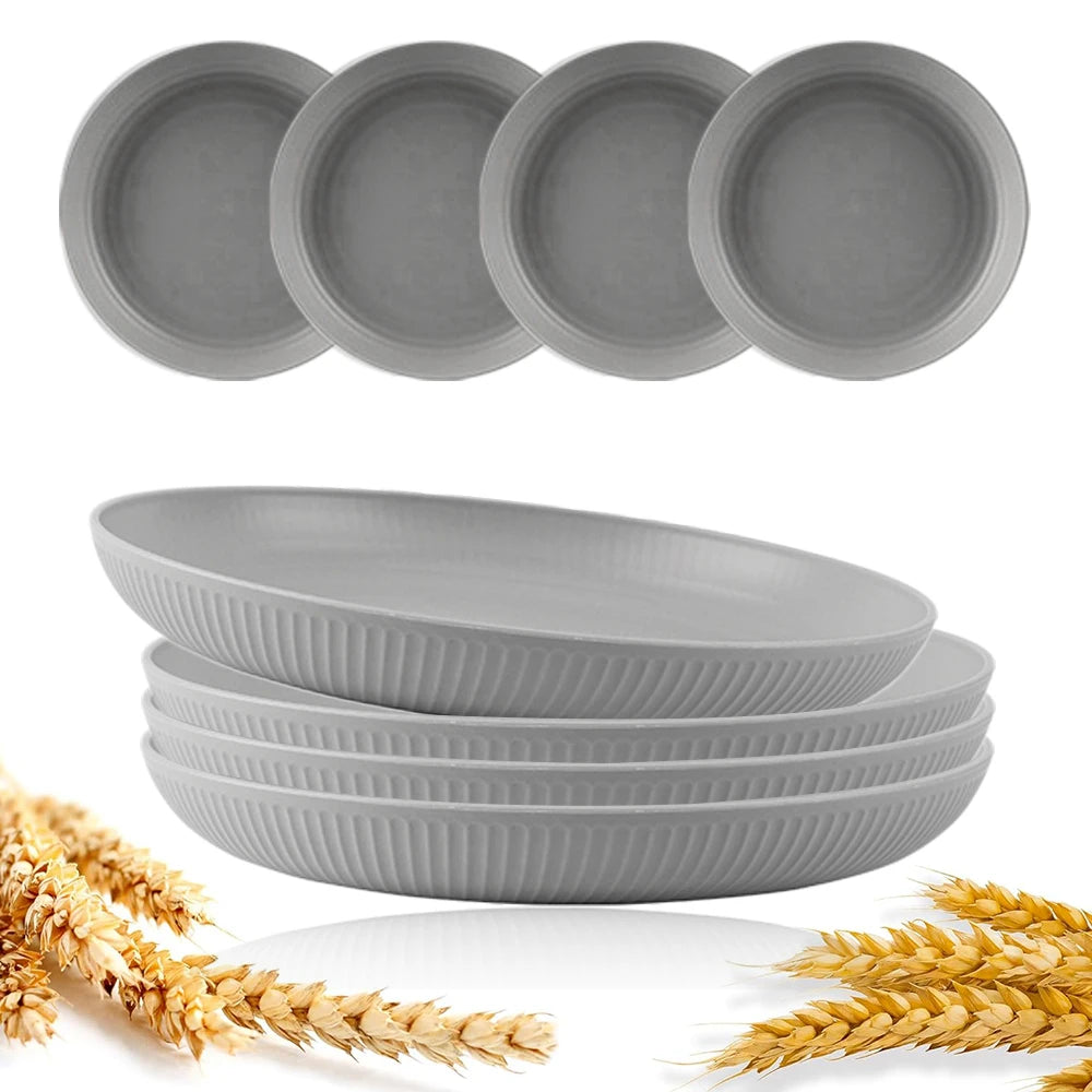 8-Piece Wheat Straw Dinner Plate Set
