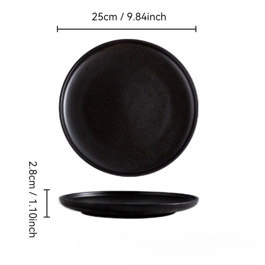 Ceramic Plate Set | Black Japanese-Style Dinnerware