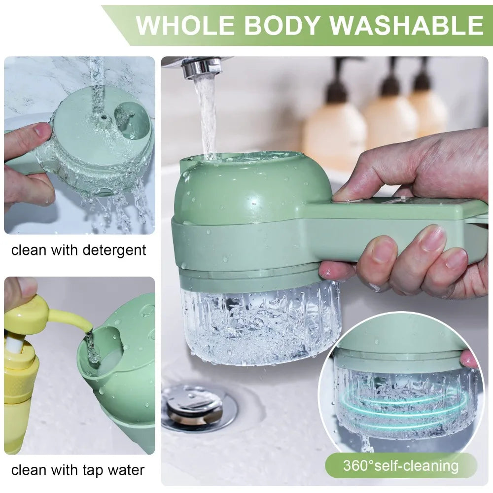 4-in-1 Electric Vegetable Cutter | Wireless Food Processor & Auto Slicer