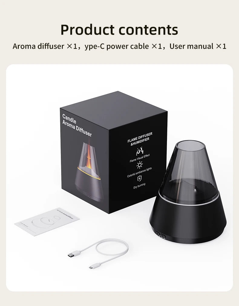 Modern Essential Oil Diffuser with Ultrasonic Mist & Candle-Light Glow
