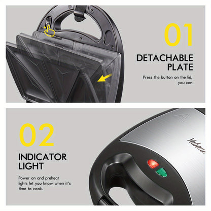 3-in-1 Yabano Sandwich Maker Plus | Waffle Maker, Panini Press & Toaster