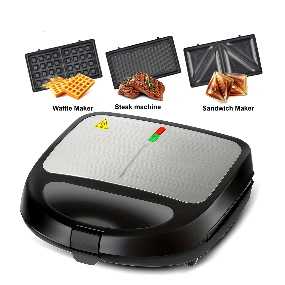WNDSEVEN 3-in-1 Breakfast Machine | Toaster, Sandwich Maker & Waffle Grill
