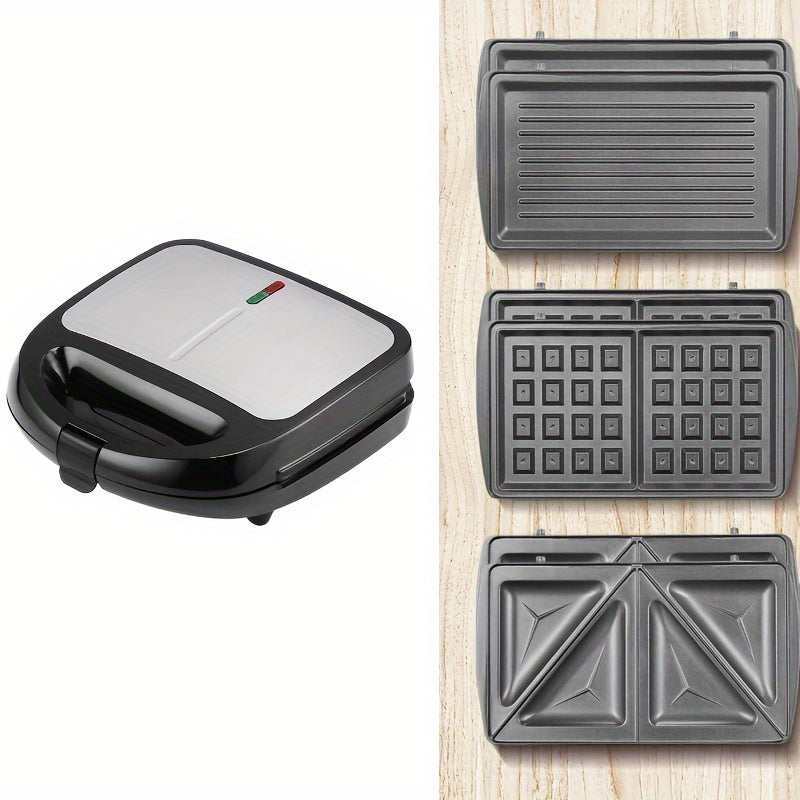 WNDSEVEN 3-in-1 Breakfast Machine | Toaster, Sandwich Maker & Waffle Grill