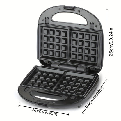 WNDSEVEN 3-in-1 Breakfast Machine | Toaster, Sandwich Maker & Waffle Grill