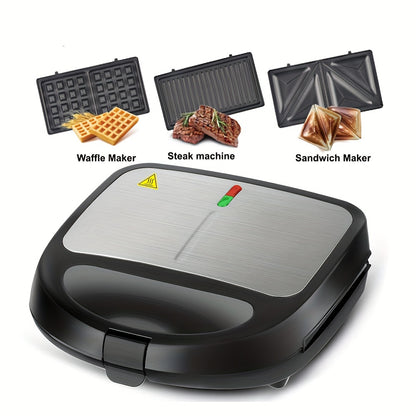 WNDSEVEN 3-in-1 Breakfast Machine | Toaster, Sandwich Maker & Waffle Grill