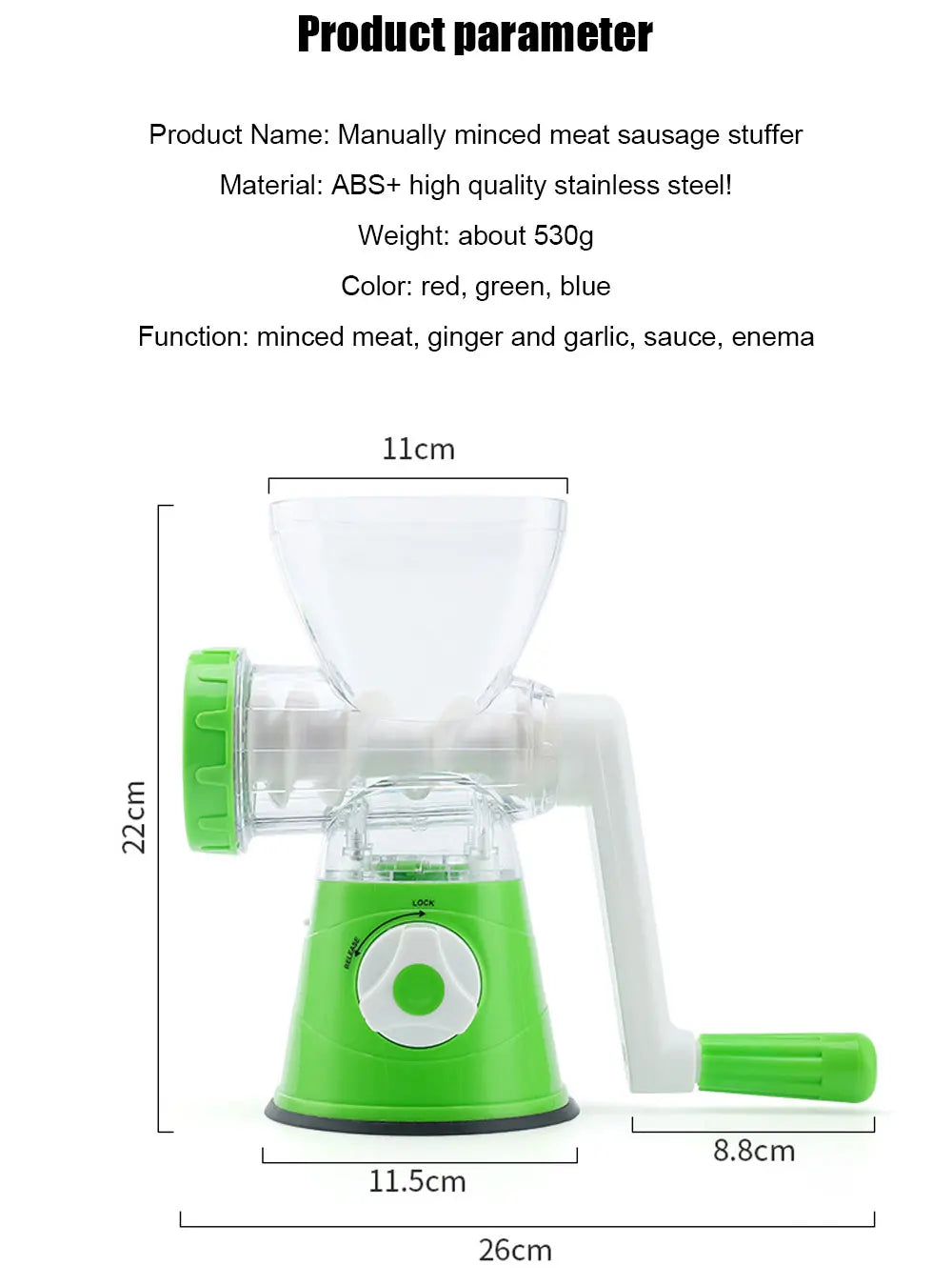 Meat Grinder Manual Processors Food Mincer Sausage Maker Stuffer Vegetable Chopper Blender Household Kitchen Enema Machine
