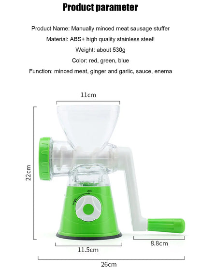 Meat Grinder Manual Processors Food Mincer Sausage Maker Stuffer Vegetable Chopper Blender Household Kitchen Enema Machine