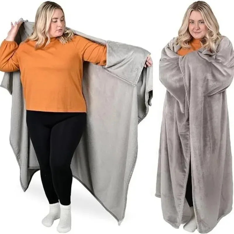 Wearable Blanket for Men and Women Throw Blanket and Poncho in One Fleece Blanket Air Conditioning Blanket Spring Throw Blanket