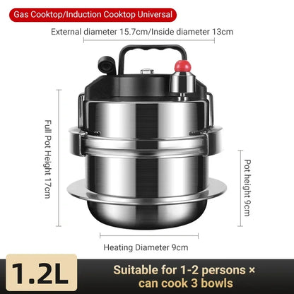 0.8–2L Stainless Steel Camping Pressure Cooker | Portable Outdoor Cooker