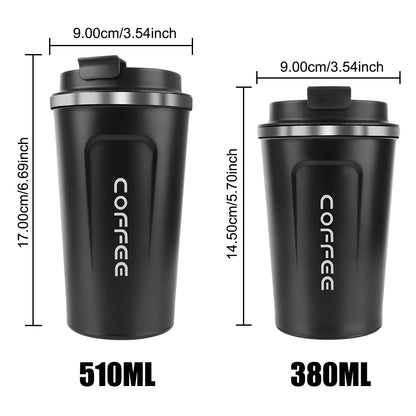 Thermo Cafe Coffee Mug Car Thermos Mug 380/510ML Leak_Proof Travel Thermo Cup for Tea Water Coffee Double Stainless Steel