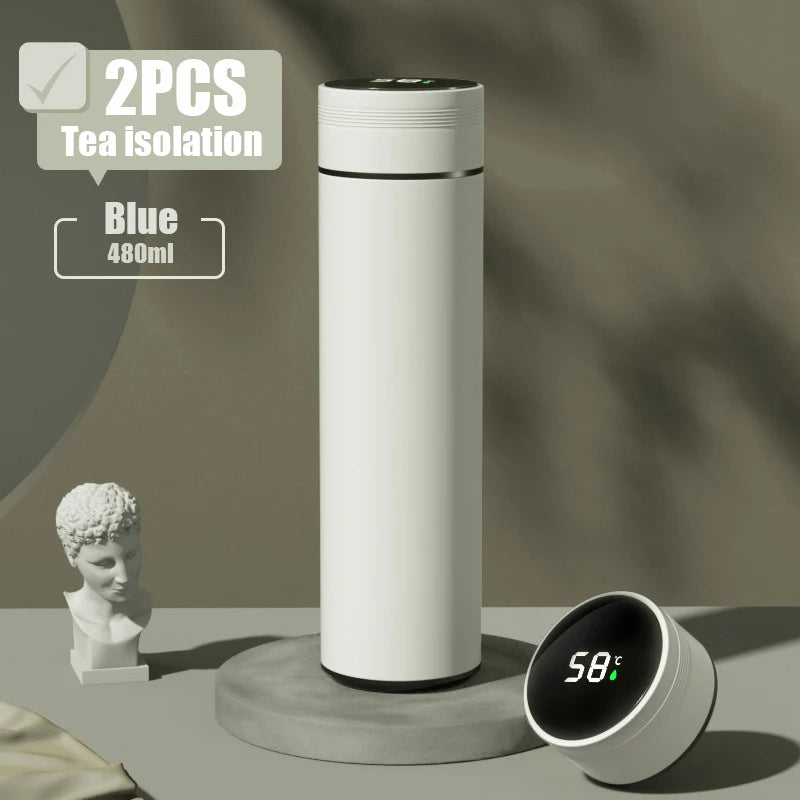 480ml Smart Thermos Cup 304 Stainless Steel Smart Temperature Display Waterproof Double-wall Vacuum Thermos Cup