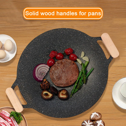 Oil Frying Baking Pan Non-stick Cooking Pans Round Griddle Grill Pan With Handle Outdoor Travel Camping Frying Pan BBQ Accessory