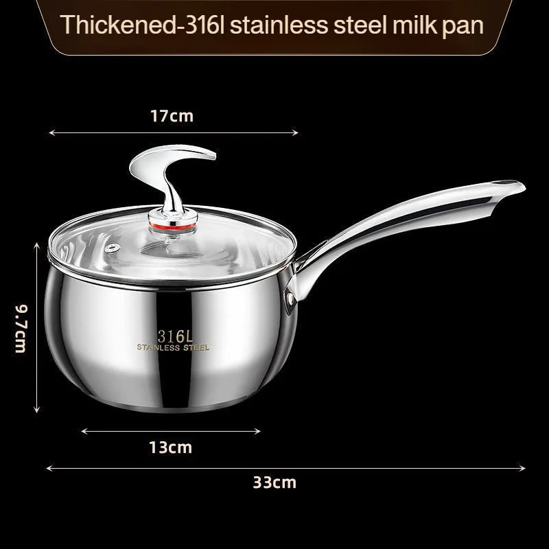 Stainless Steel Small Soup Pot Instant Noodle Cooking Pot for Induction Cooker Baby Foods Pot with Handle Kitchen Baking Tools