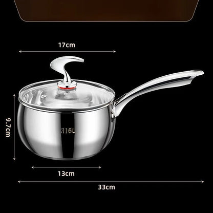Stainless Steel Small Soup Pot Instant Noodle Cooking Pot for Induction Cooker Baby Foods Pot with Handle Kitchen Baking Tools