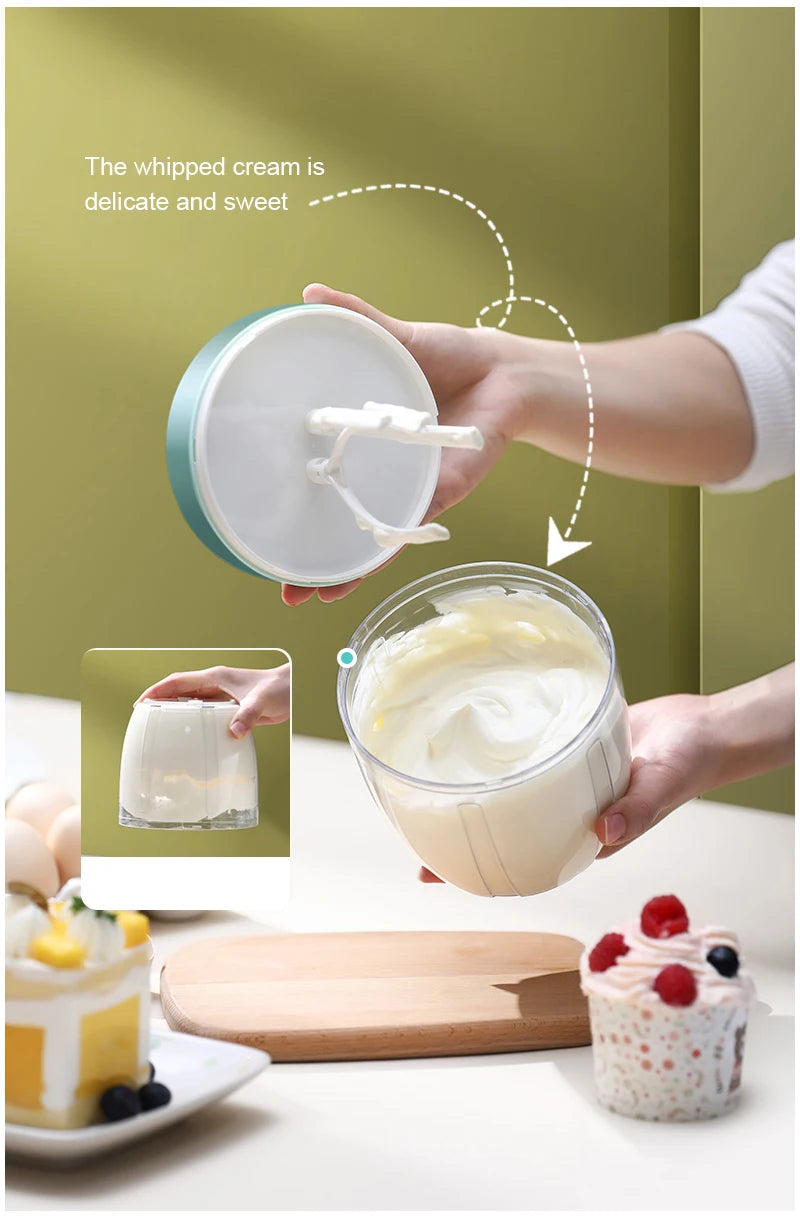 Electric Milk Frother Whisk USB Rechargeable Household Automatic Wireless Stand Mixer for Whipped Cream Food Blender