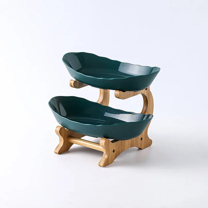 Three-Layer Wooden Table Plates | Multi-Use Fruit & Snack Serving Stand