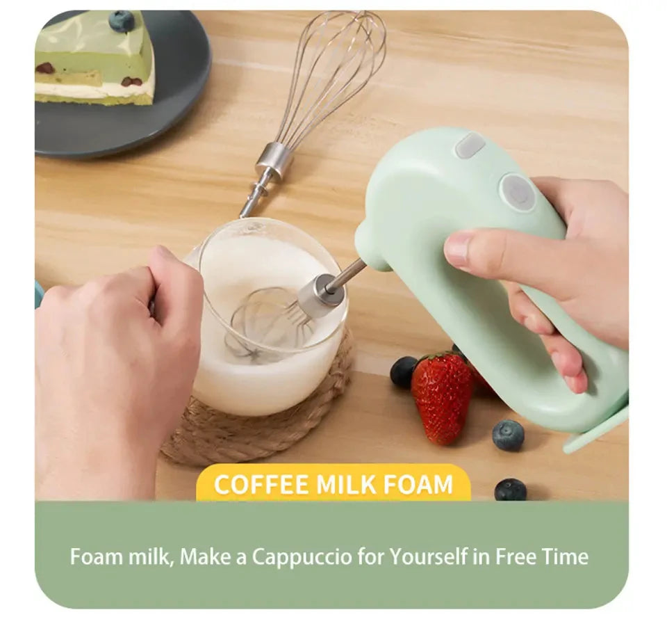 Portable USB Rechargeable Handheld Mixer – Dual Head Stainless Steel Blender