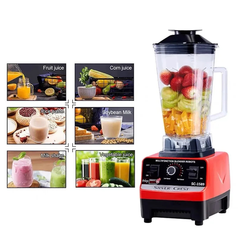 4500W Heavy Duty Commercial Home Blender Stationary Mixer Food Processor Ice Smoothies for Kitchen High Power Juicer Blender