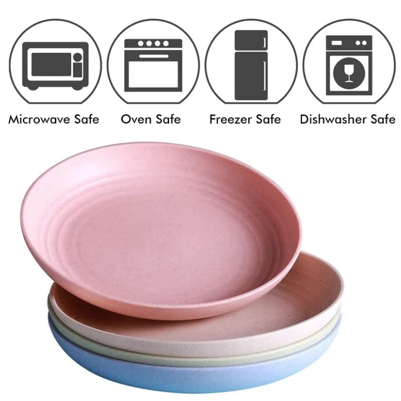 Dinner Plates Wheat Straw Eco Friendly BPA Free Biodegradable Picnic Kids Fruit Snack Plate Bone Dishes Kitchen Accessories