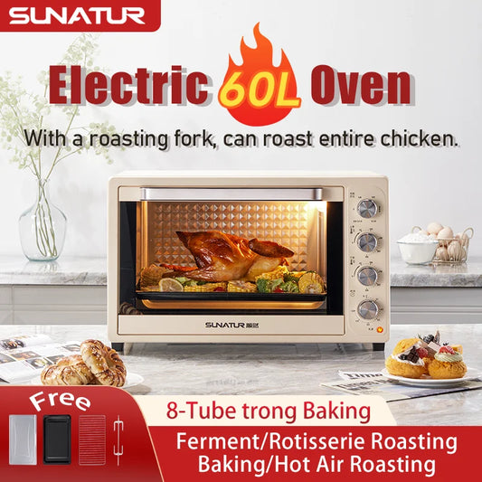 SUNATUR 2200w hot air circulation oven small commercial baking pizza toaster oven  60L Electric table oven household pastry oven