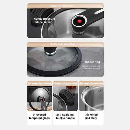 Portable Stainless Steel Pressure Cooker – Fast Cooking Multifunctional Stew Pot for Kitchen