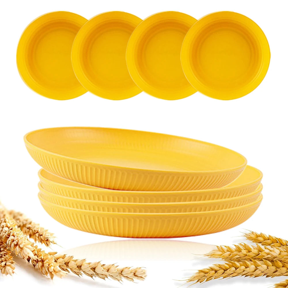 8-Piece Wheat Straw Dinner Plate Set