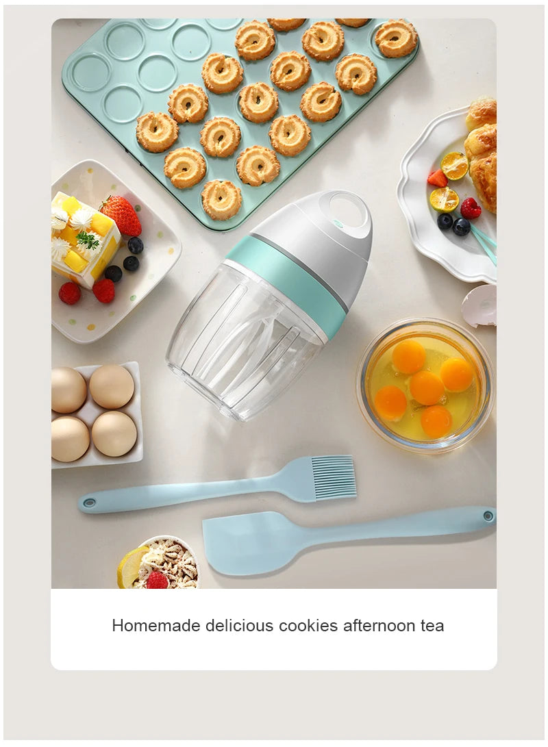 Electric Milk Frother Whisk USB Rechargeable Household Automatic Wireless Stand Mixer for Whipped Cream Food Blender