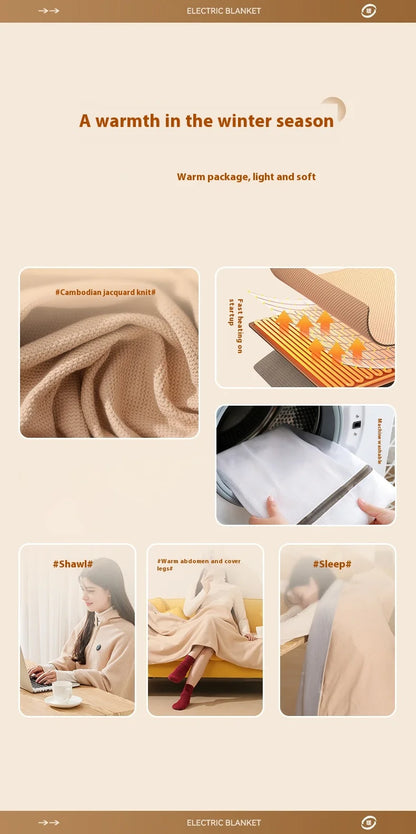 USB Electric Blanket Electric Heated Blanket Heating Usb Powered Heating Shawl Wraps for Women Wearable Heated Throw Blanket