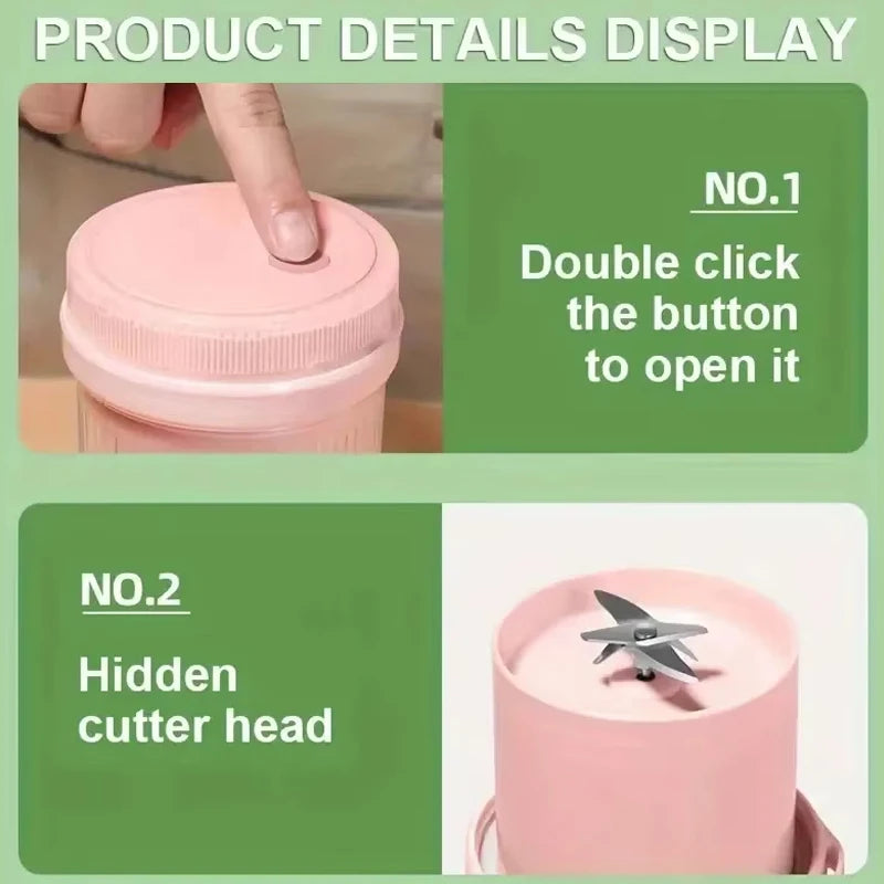 Electric Juicer Cup 6 Blades Blender Milkshake Machine USB Portable Fruit Milk Mixing Tool Mini Fresh Juice Blender