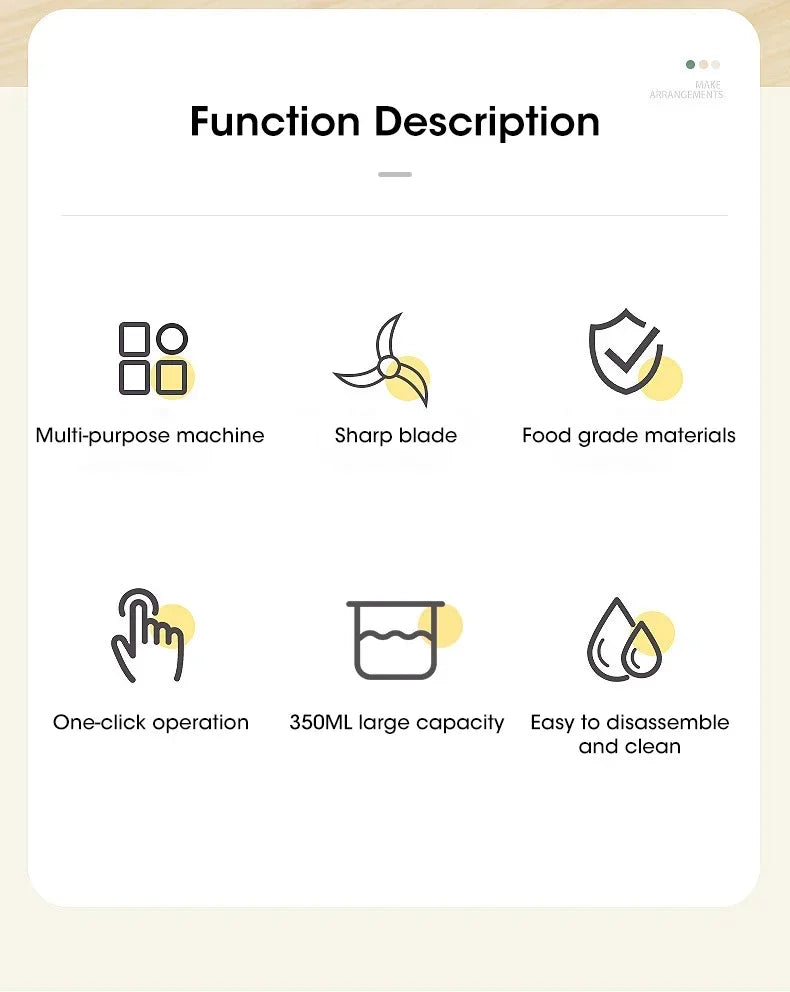 Electric Meat Grinder Garlic Blender Kitchen Food Crushing Multi-function Stirring Vegetable and Meat Mash Usb Charging 350ml