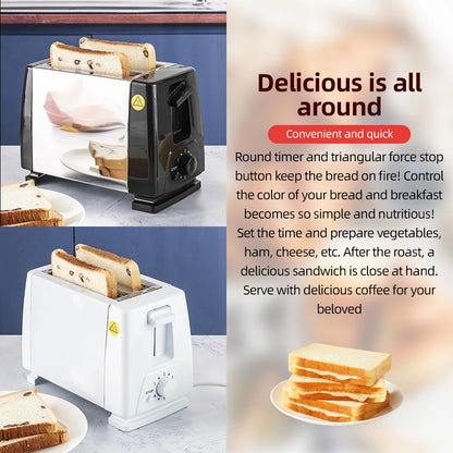Toaster 2 Slice Wide Slot with 6 Preset Temperature and Timing Small Stainless Steel Bread Toaster with Manual Stop