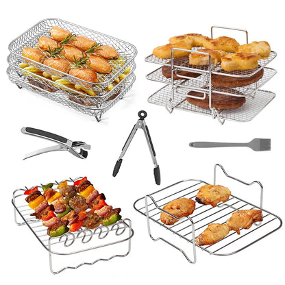 Air Fryer Rack for Ninja Dual 3pcs Layered Stainless Steel Grilling Rack Rectangle Hot Airfryer Basket Tray Accessories