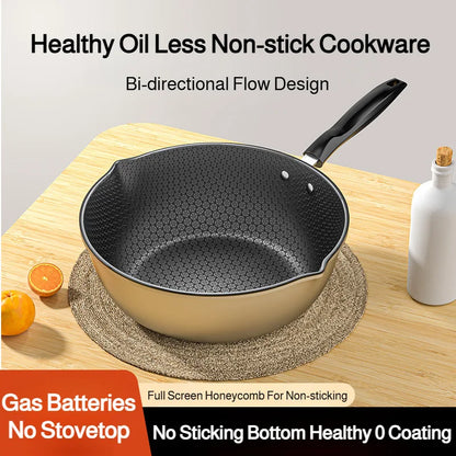 【Non-Stick Frying Pan】Honeycomb Pattern Nonstick Wok - Multi-Functional Fry Pan for All Stoves, Scratch-Resistant Coating