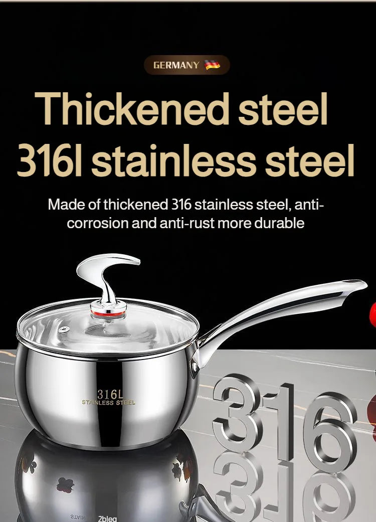 Stainless Steel Small Soup Pot Instant Noodle Cooking Pot for Induction Cooker Baby Foods Pot with Handle Kitchen Baking Tools