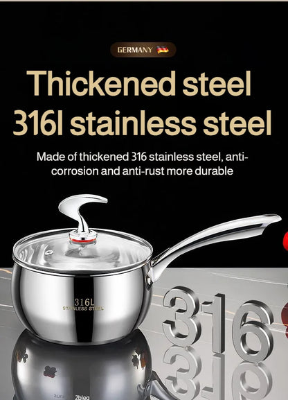 Stainless Steel Small Soup Pot Instant Noodle Cooking Pot for Induction Cooker Baby Foods Pot with Handle Kitchen Baking Tools