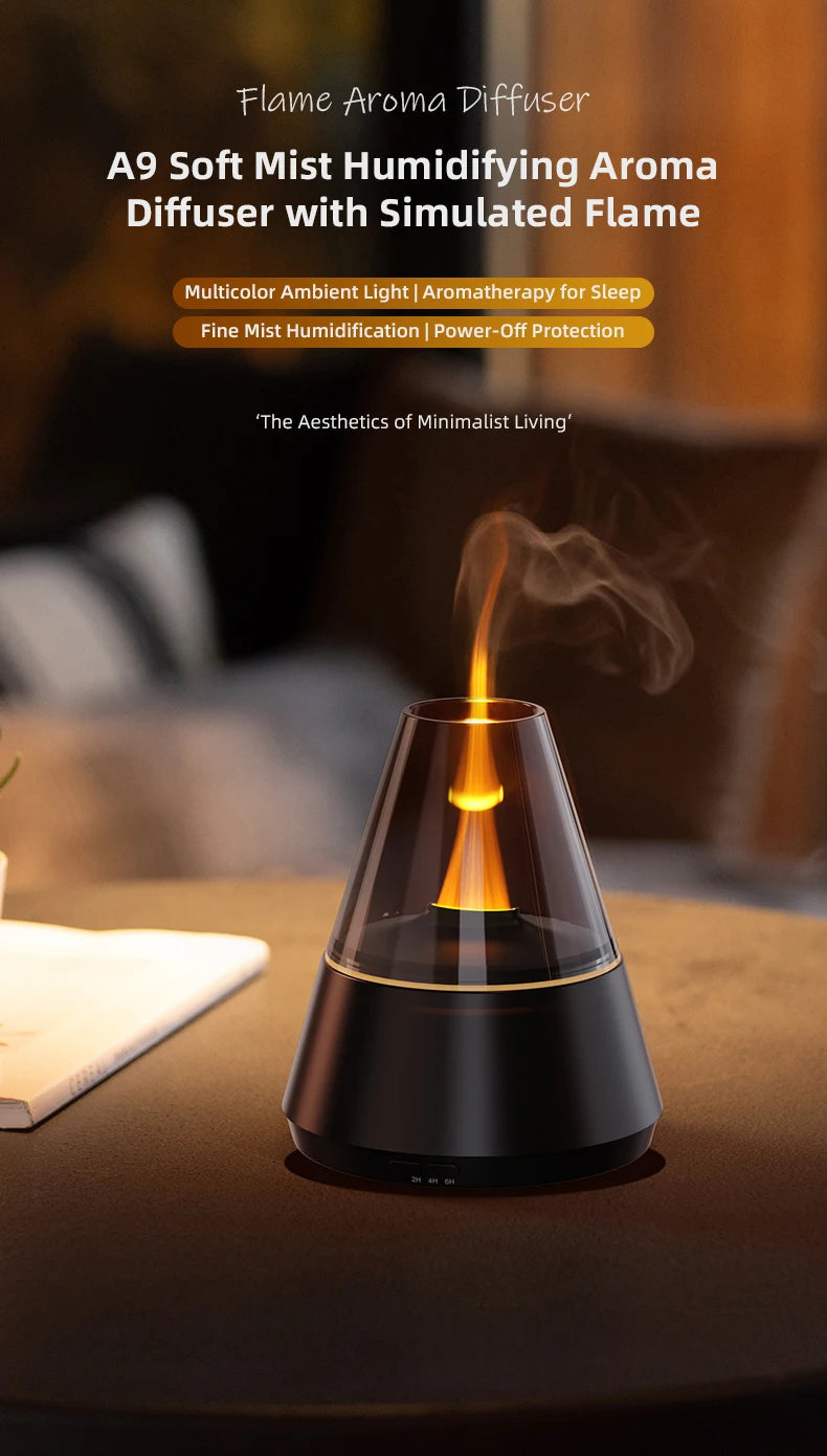 Modern Essential Oil Diffuser with Ultrasonic Mist & Candle-Light Glow