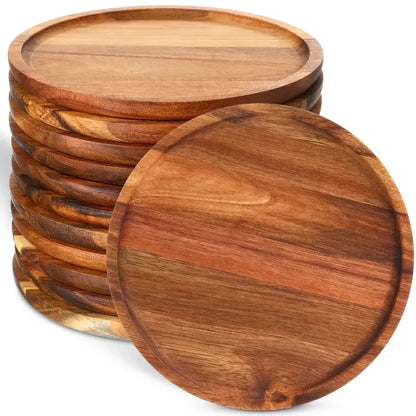 Classic Wooden Dinner Plates | 5.9-Inch Handcrafted Round Plates