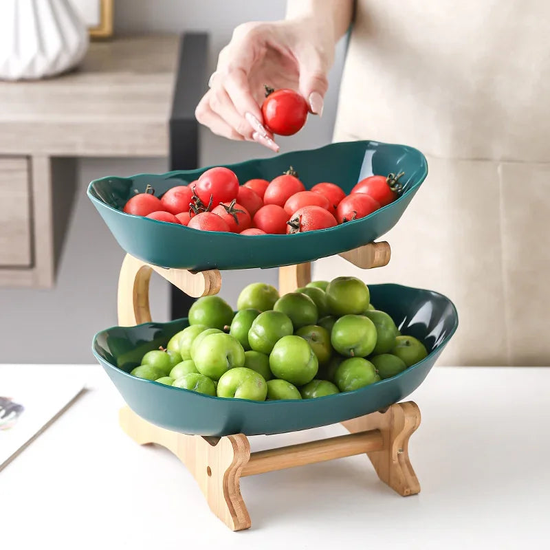 Three-Layer Wooden Table Plates | Multi-Use Fruit & Snack Serving Stand