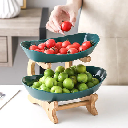 Three-Layer Wooden Table Plates | Multi-Use Fruit & Snack Serving Stand