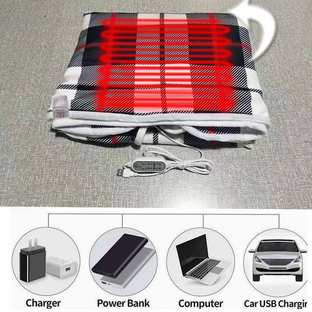 USB Electric Blanket Electric Throw Blanket USB Heating Cover 3 Heating Levels Fleece Heated Blanket Portable Blanket Household