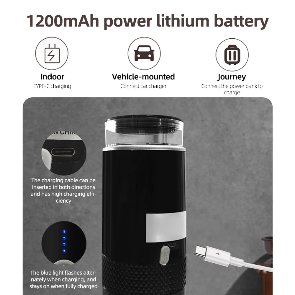 Portable Electric Espresso Coffee Machines 6oz Single Serve Mini Coffee Maker Automatic Brew for Camping Travel Car Office