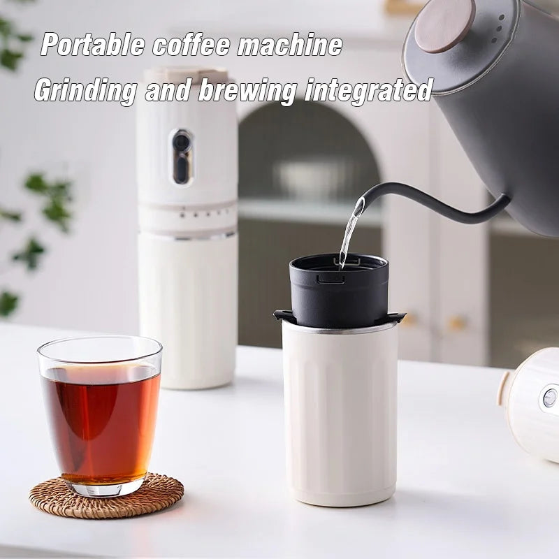 Portable Electric Capsule Grinding Coffee Maker Espresso Coffee Maker Travel and Car  Hand Punch Outdoor Portable Coffee