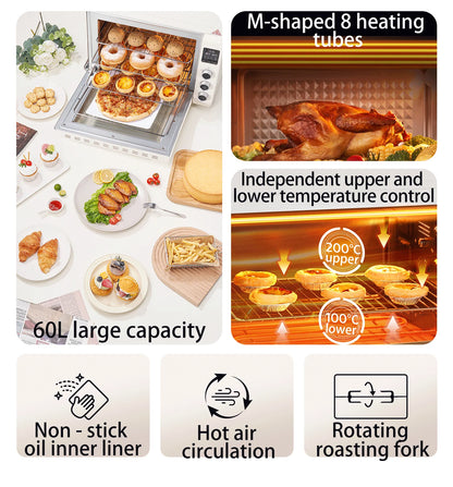 SUNATUR 2200w hot air circulation oven small commercial baking pizza toaster oven  60L Electric table oven household pastry oven