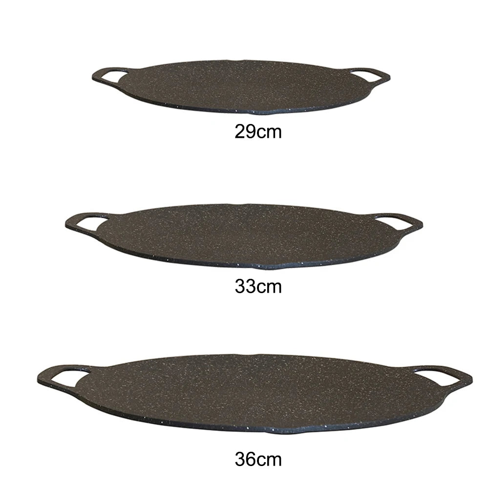 Oil Frying Baking Pan Non-stick Cooking Pans Round Griddle Grill Pan With Handle Outdoor Travel Camping Frying Pan BBQ Accessory