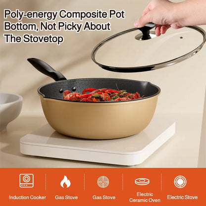 【Non-Stick Frying Pan】Honeycomb Pattern Nonstick Wok - Multi-Functional Fry Pan for All Stoves, Scratch-Resistant Coating