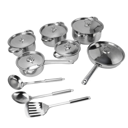 Stainless Steel Cookware Set Kitchen Cookware Set Stainless Steel Pots Pans Set with Soup Pot Saute Pan Lids for Home Cooking