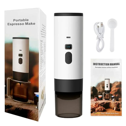 3-in-1 Portable Electric Coffee Maker with Built-In Grinder & Cordless Heating