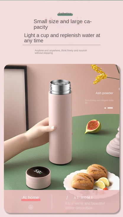 480ml Smart Thermos Cup 304 Stainless Steel Smart Temperature Display Waterproof Double-wall Vacuum Thermos Cup