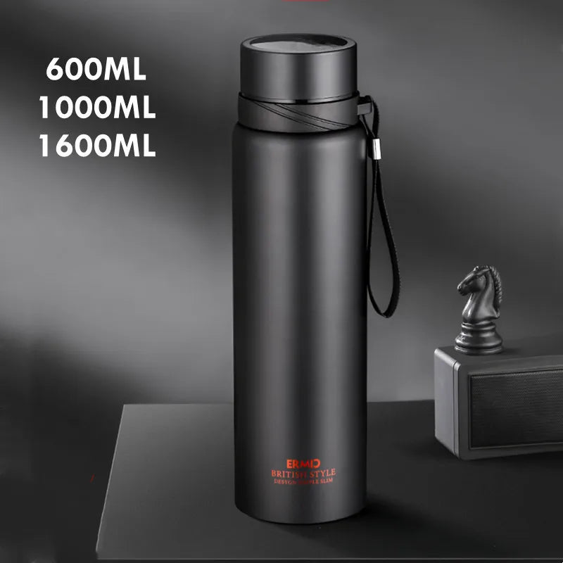 Double Stainless Steel Vacuum Flask With Filter Large Capacity Portable Sport Thermos Mug Coffee Tea Tumbler 1000ml/1600ml
