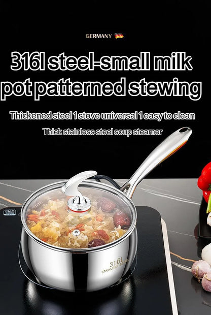 Stainless Steel Small Soup Pot Instant Noodle Cooking Pot for Induction Cooker Baby Foods Pot with Handle Kitchen Baking Tools